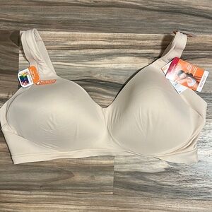 NWT Warner's 3XL No Side Effects Wirefree Back Smoothing Bra RA2231A Beige